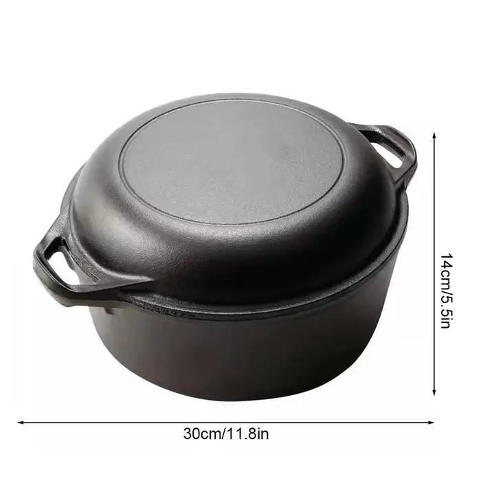 Four hollandais en fonte 2 en 1 avec couvercle de poêle pour pain, cuisson, barbecue et camping occasions spéciales