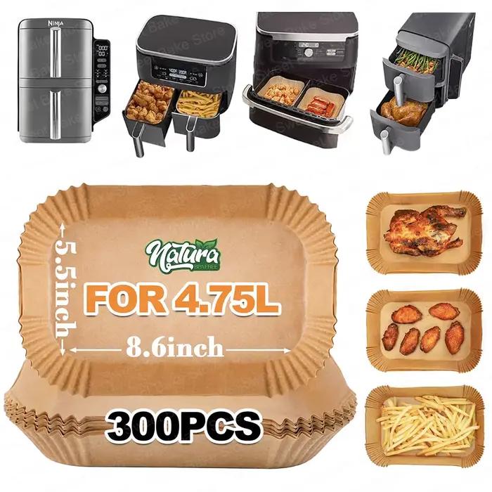 Doublures rectangulaires en papier parchemin pour friteuse à air double zone