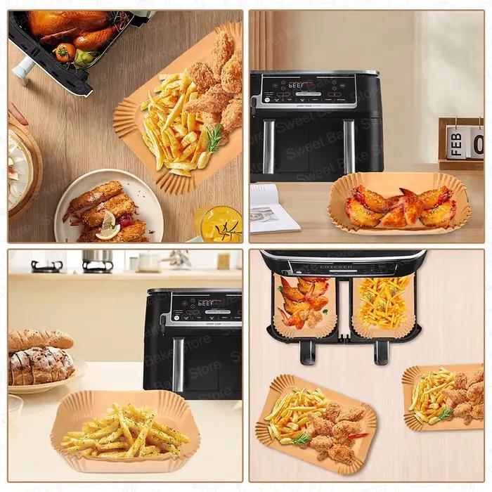 Doublures en papier parchemin jetables pour friteuse à Air rectangulaire 22x14CM