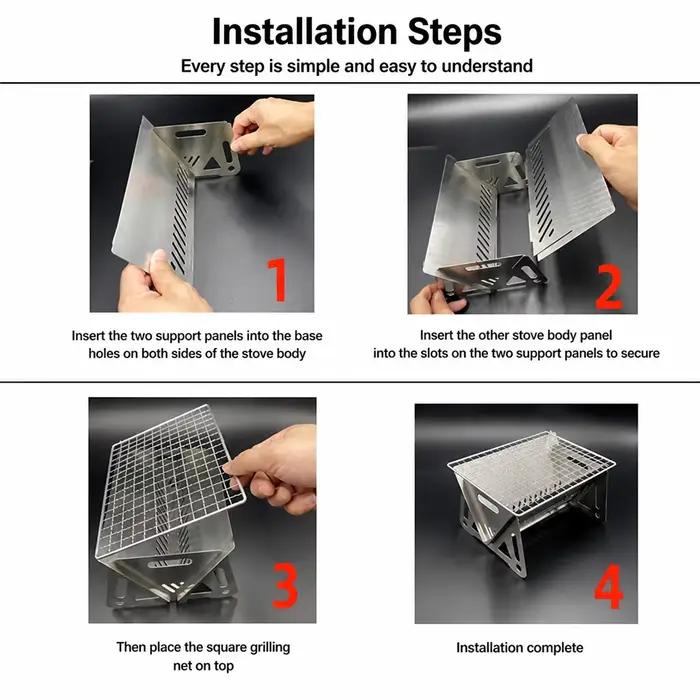 Barbecue pliable pour le camping grills au charbon de bois outils poêle à bois anneaux de camping fourneau de chauffage occasions spéciales