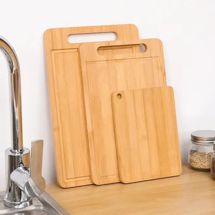 Planche à découper en bambou LWLYBH pour cuisine, double face, rectangulaire, épaisse, durable, hygiénique, pour viandes, légumes et fruits ```