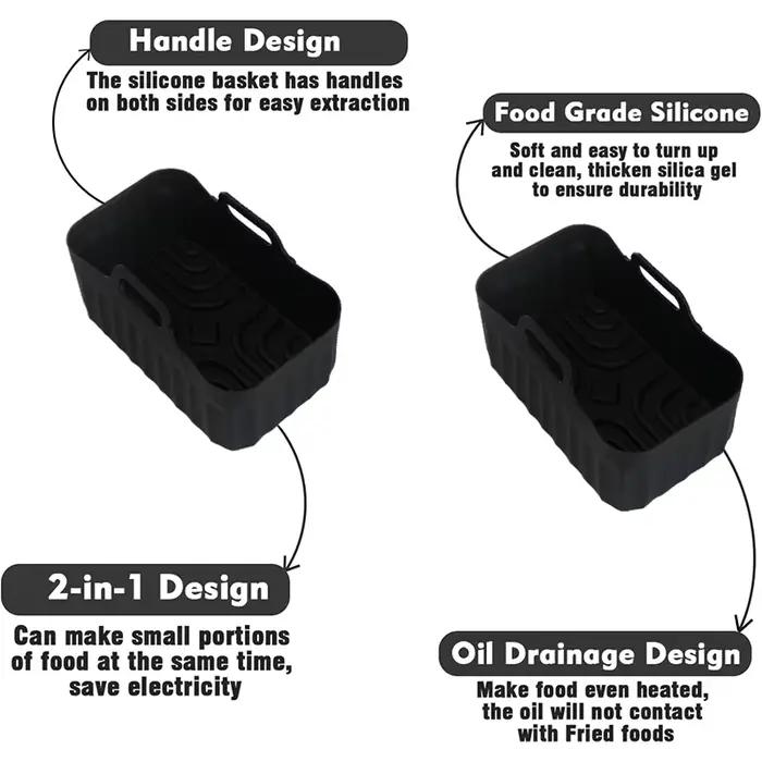 Moule en silicone pour friteuse à air 20-23cm compatible avec Cosori 4,7l-6,4l et Cecotec 5l-6l pour cuisiner sain et léger occassions familiales et gastronomiques