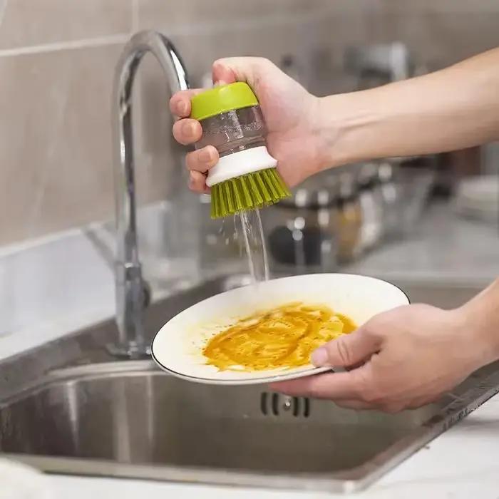 Brosse à vaisselle avec distributeur de savon, multi-usage, brosse à récurer pour la cuisine domesti