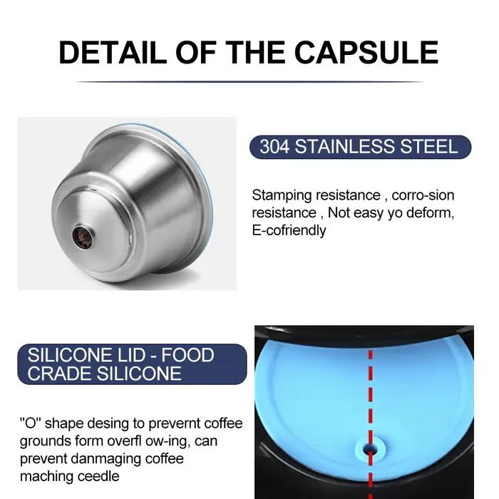 Capsule Dolce Gusto rechargeable en métal inoxydable, couvercle en Silicone, Machine à café Dolci Gu