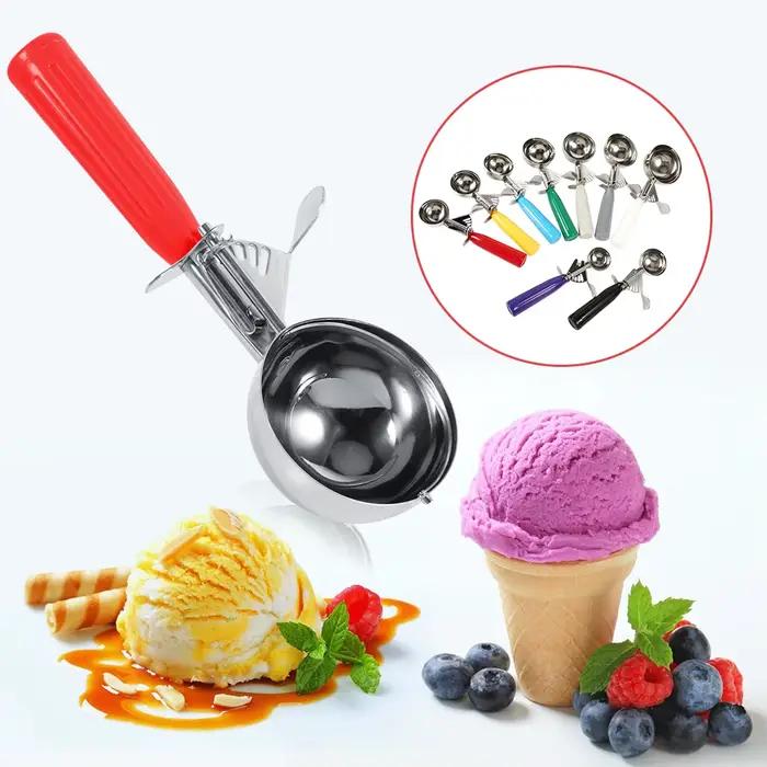 Cuillère à crème glacée aux fruits en acier inoxydable avec poignée en plastique, pratique, outil de