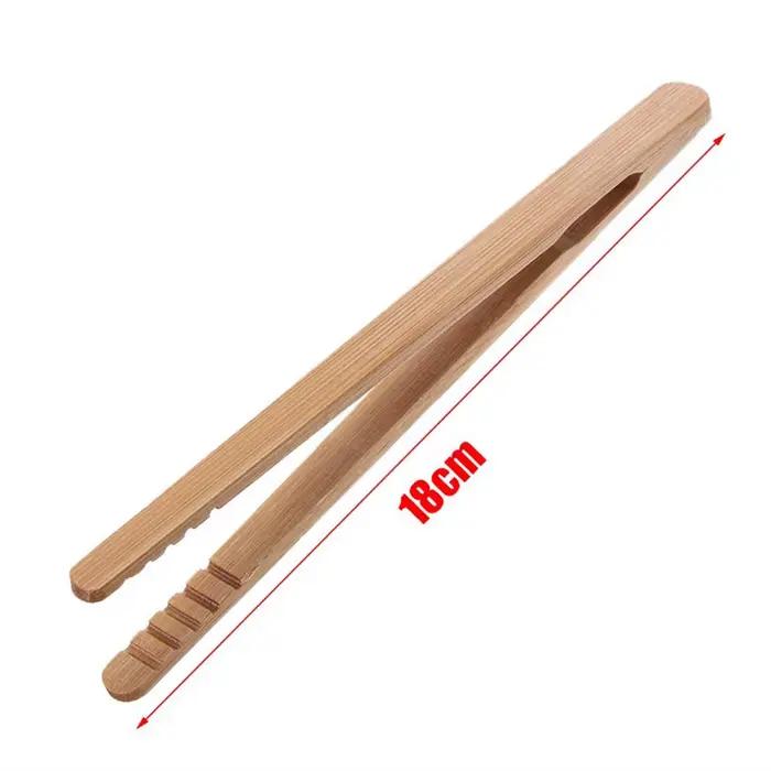 Pinces à salade pour pain grillé en bois de bambou, 2 pièces, 18cm, grille-pain, Bacon, sucre, glace