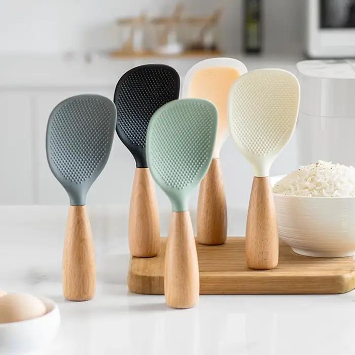 Cuillère de cuisine antiadhésive en Silicone, 1 pièce, Pot Anti-brûlure, riz, cuillère résistante au