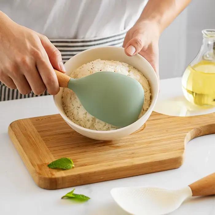 Cuillère de cuisine antiadhésive en Silicone, 1 pièce, Pot Anti-brûlure, riz, cuillère résistante au