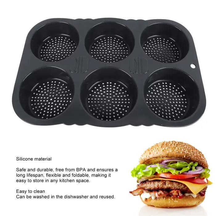 Moule à pain à Hamburger à 6 cavités, poêle pliable et réutilisable, moule à pain-40 ℉ à +446 ℉