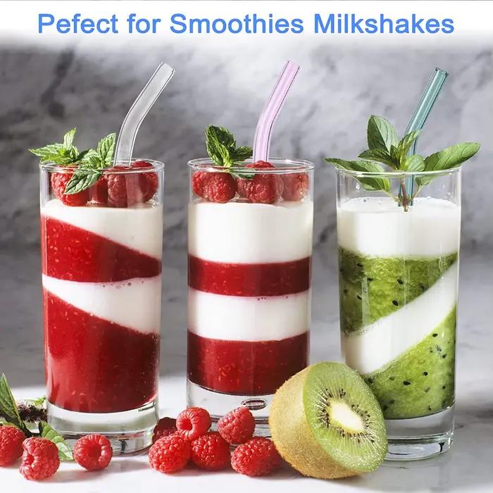 Ensemble de pailles en verre réutilisables colorées pour jus/boisson/smoothie/shampooing, lavables a