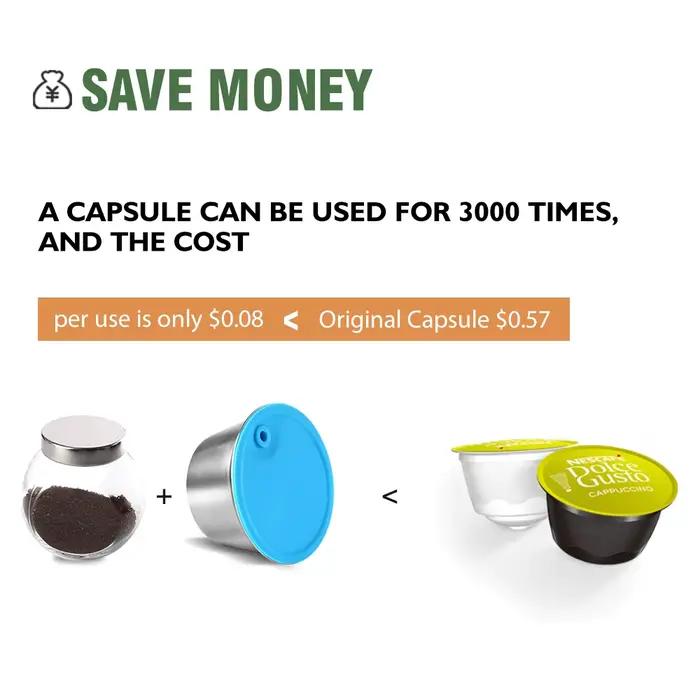 Capsule Dolce Gusto rechargeable en métal inoxydable, couvercle en Silicone, Machine à café Dolci Gu