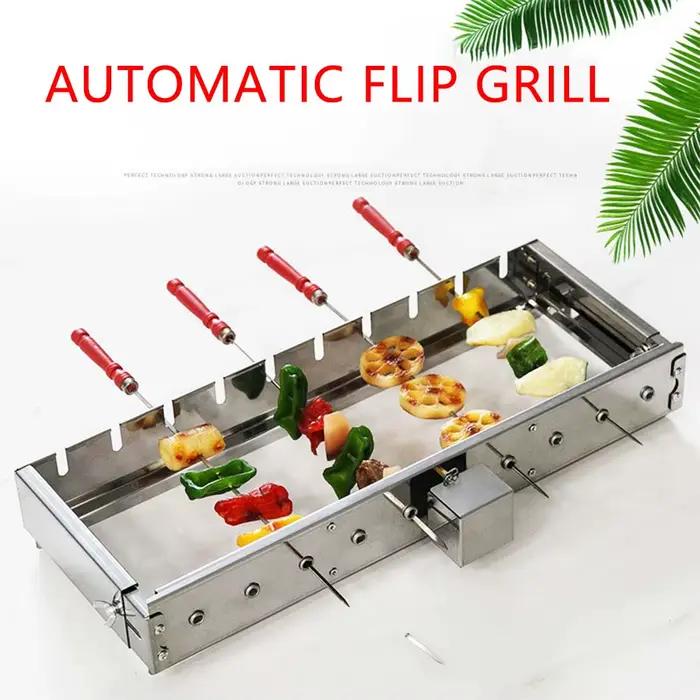 Brochettes de Barbecue Commercial, plaque chauffante en acier inoxydable, Machine automatique rotati