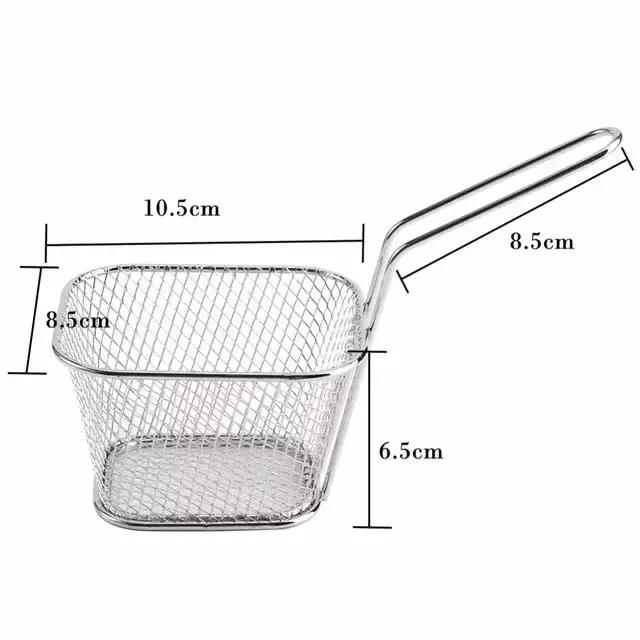 Panier à frites en acier inoxydable, maille, outils de cuisine, passoire, Mini friteuse à frites, pa