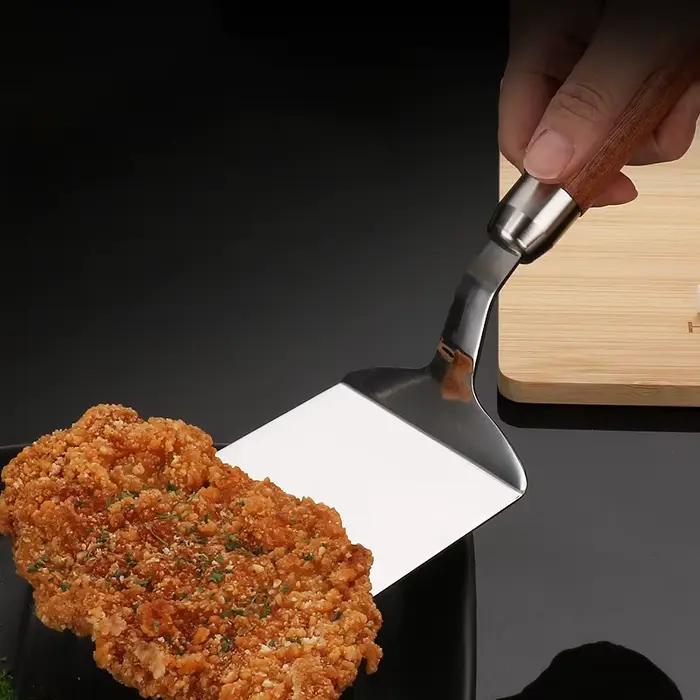 Spatule à Steak antiadhésive en acier inoxydable 304, pince à crêpes pour Barbecue, manche en bois,
