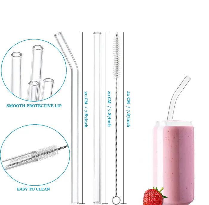 Ensemble de pailles en verre réutilisables colorées pour jus/boisson/smoothie/shampooing, lavables a