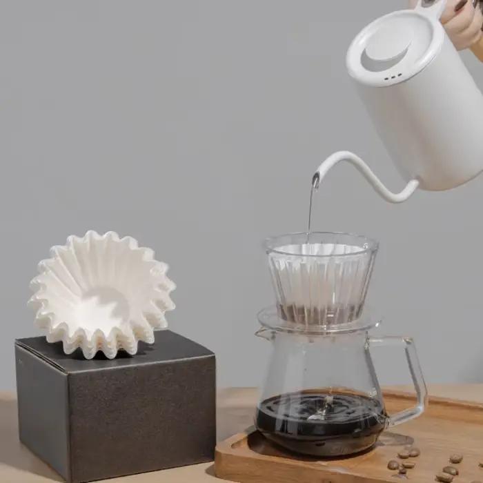 50 pièces papier Kraft café filtre tasses bol forme Origami infusé à la main goutte à goutte ondulé