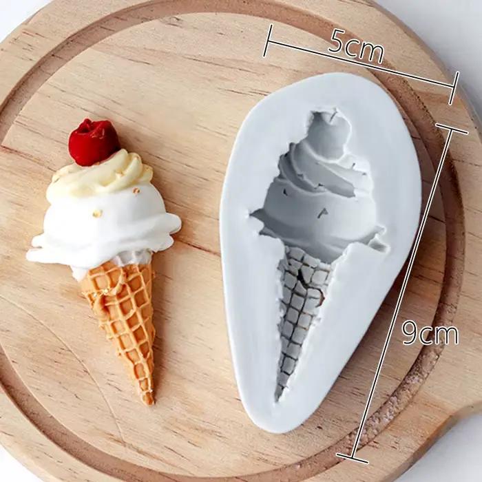 Cône de crème glacée, fondant au chocolat, moule en silicone, gâteau d'anniversaire pour bébé, ornem