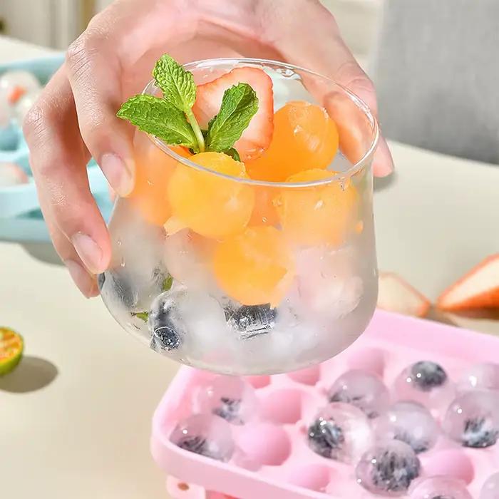 Moule à glaçons en Silicone à 25 grilles, boule de glace avec couvercle, boîte de rangement de glace