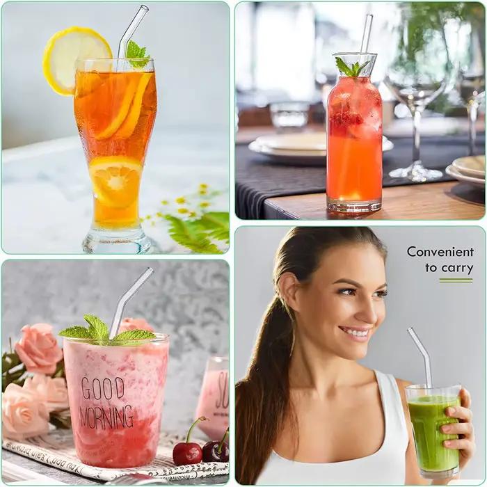 Ensemble de pailles en verre réutilisables colorées pour jus/boisson/smoothie/shampooing, lavables a