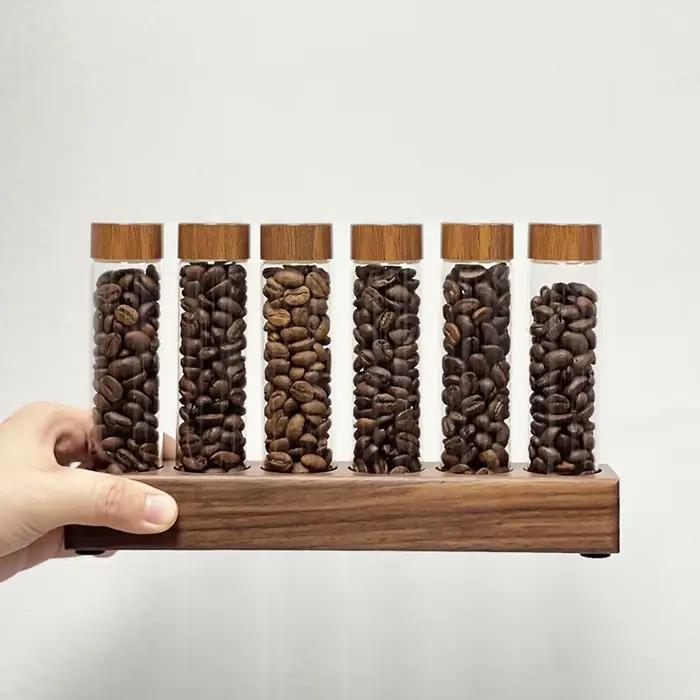 Conteneur de stockage de grains de café, présentoir de tubes, bouteille de thé en verre, doseur uniq
