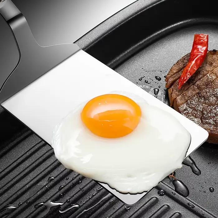 Spatule à Steak antiadhésive en acier inoxydable 304, pince à crêpes pour Barbecue, manche en bois,