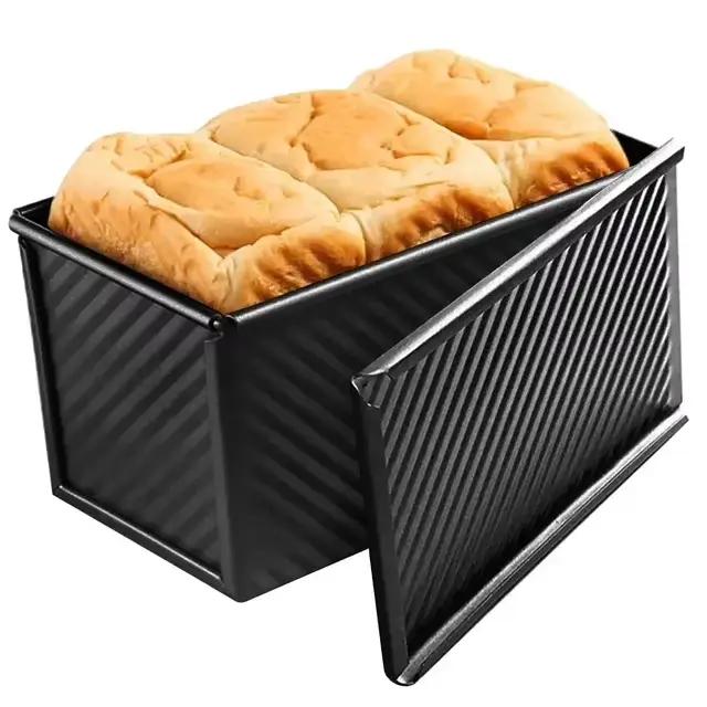 Poêle à pain avec couvercle rectangulaire antiadhésive, en acier au carbone, boîte à pain grillé ond