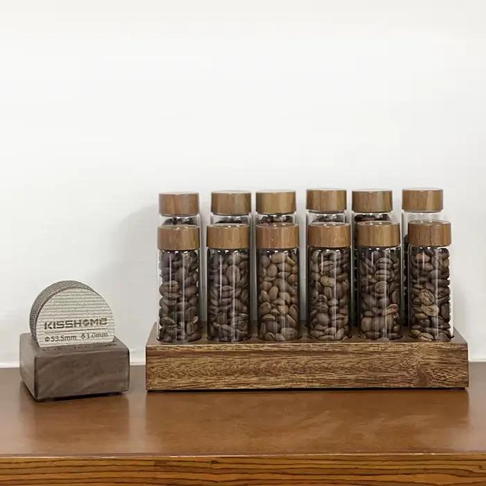 Conteneur de stockage de grains de café, présentoir de tubes, bouteille de thé en verre, doseur uniq