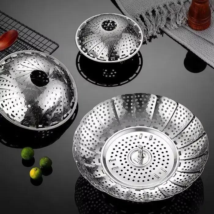 Panier vapeur multifonctionnel en acier inoxydable, grille vapeur pour usage domestique, support pli