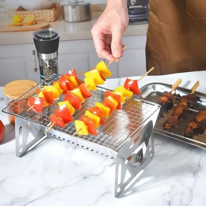 Poêles chauffants pliants en acier inoxydable avec plaque de gril de barbecue
