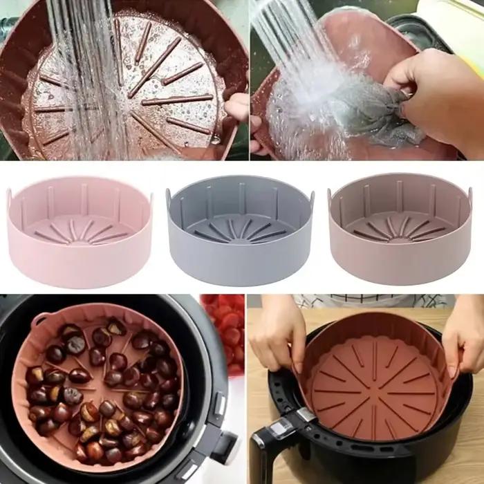 Pot en silicone pour airfryer grill polyvalent ustensile de cuisine pour frites poulet gâteau et autres plats occassions familiales et spéciales