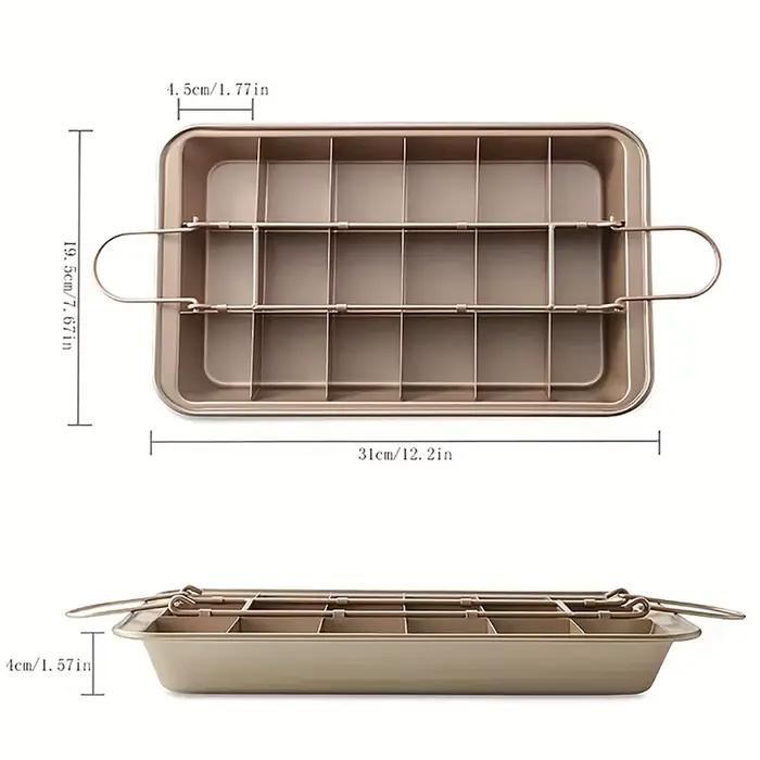 Set de 18 moules carrés prédécoupés pour brownies en acier inoxydable avec poignées pour la cuisson au four pour la préparation de desserts artistiques occasions spéciales