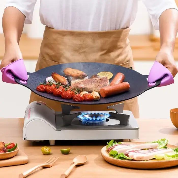 Poêle à barbecue avec revêtement en pierre médicale