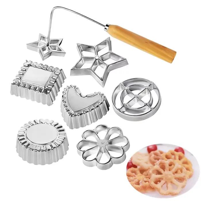 Fabricant de fer Bunuelos moule en aluminium avec poignée gaufre Timbale moules entonnoir gâteau anneau