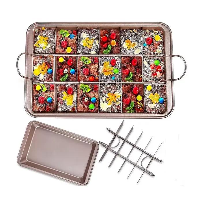 Set de 18 moules carrés prédécoupés pour brownies en acier inoxydable avec poignées pour la cuisson au four pour la préparation de desserts artistiques occasions spéciales