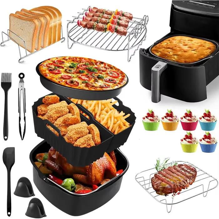 Accessoires pour friteuses à air COSORI 5.5L 6L 6.2L 6.4L friteuse à air Ninja AF180EU 6.2L grille de cuisson tapis et doublures de cuisson acier inoxydable couleur BEIGE BLEU CIEL CHOCOLAT ROSE VERT ARMEE JAUNE CLAIR KAKI FONCE