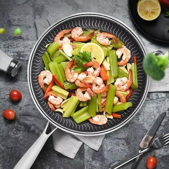 Poêle à Steak antiadhésive, poêle à frire réutilisable, marmite à ragoût, cuisinière à Induction, poêle à frire simple face en nid d'abeille, ustensiles de cuisine