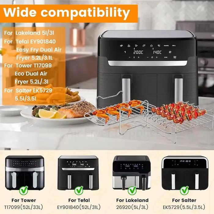Ensemble d'accessoires pour friteuse à air Tefal EY 901840 doublures en silicone réutilisables grillage pour brochettes plat gratiné cuisine saine durable polyvalent