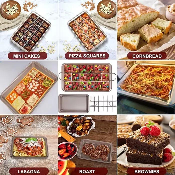 Set de 18 moules carrés prédécoupés pour brownies en acier inoxydable avec poignées pour la cuisson au four pour la préparation de desserts artistiques occasions spéciales