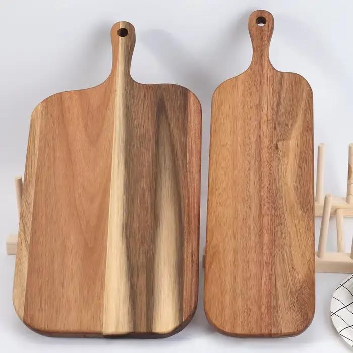 Planche à découper en bois avec poignée pour fromage, charcuterie, fruits et pain - Polyvalente et durable pour la cuisine et les fêtes