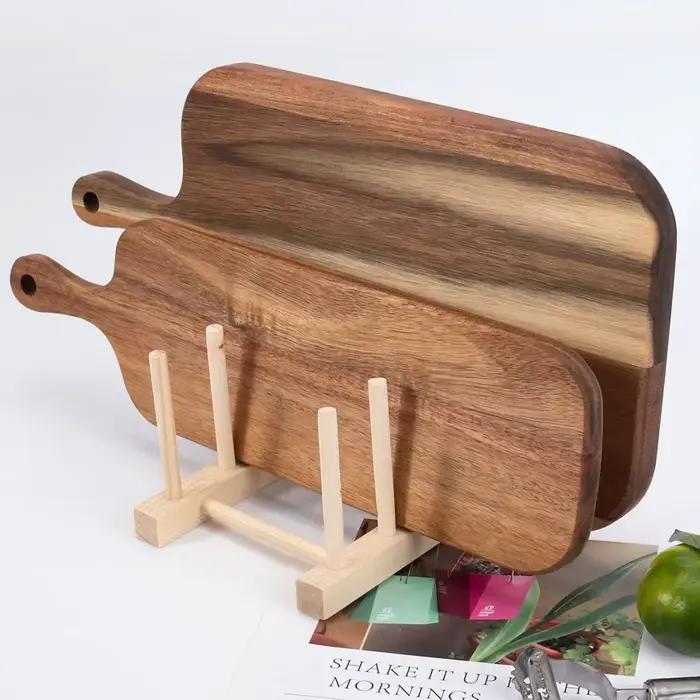 Planche à découper en bois avec poignée pour fromage, charcuterie, fruits et pain - Polyvalente et durable pour la cuisine et les fêtes