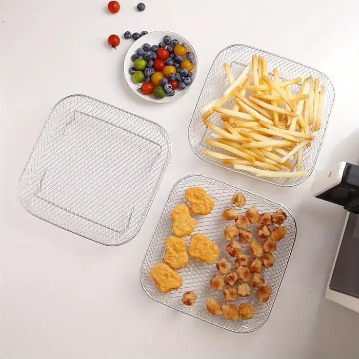 Ensemble d'accessoires pour friteuse à air en acier inoxydable 3 pièces - Grille carrée pour frites et grillades pour