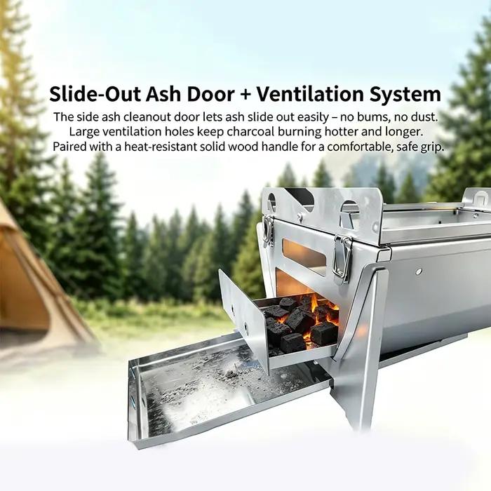 360 ° Barbecue pliable multifonctionnel pour le camping en plein air