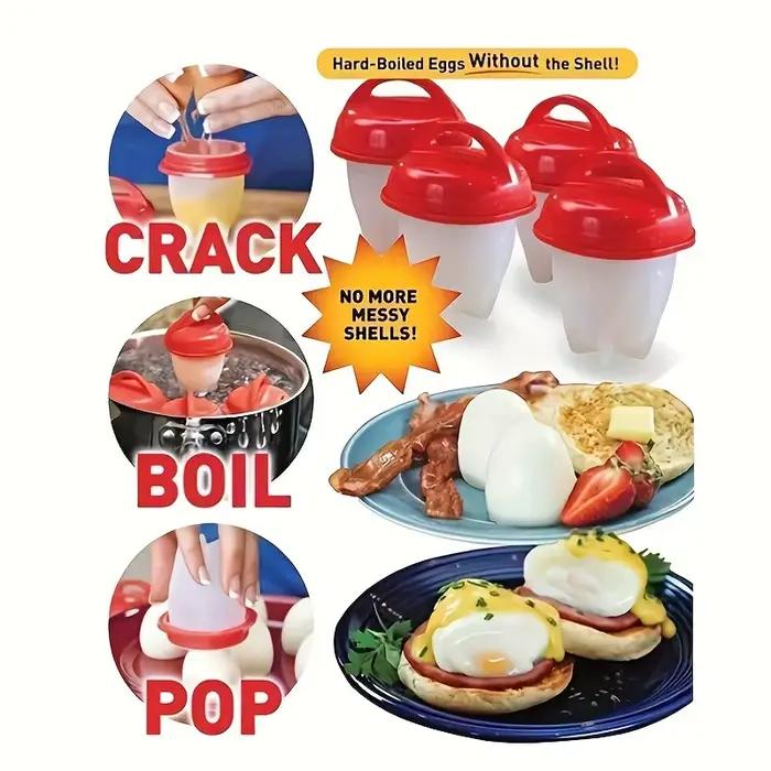 Poachers à œufs en silicone de 6 pièces – Tasses de cuisson antiadhésives résistantes à la chaleur