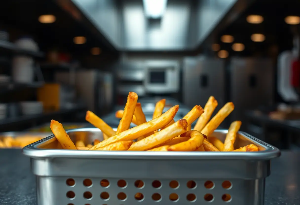 Des frites dorées cuites dans l'air fryer