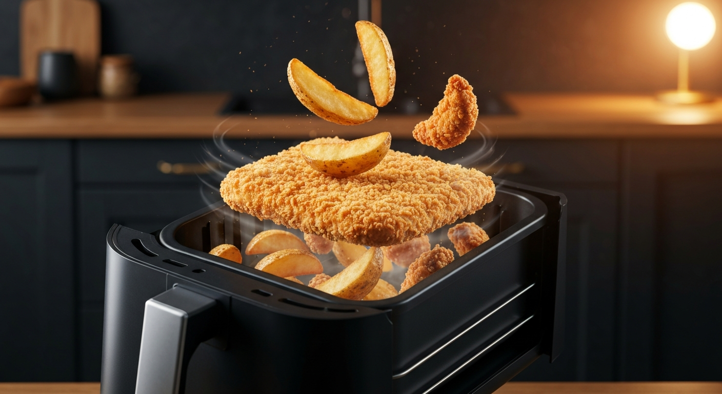 L’air — Le panier tourne, l’air enveloppe, l’humidité s’évapore. Le